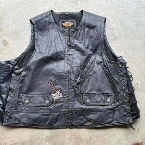 90's real leather real Harley Davidson biking vest